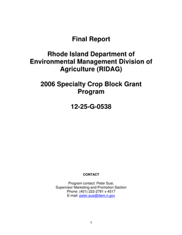 Final Report Rhode Island Department of Environmental