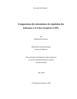 Comparaison Des Mécanismes De Régulation Des Isoformes a Et B Des