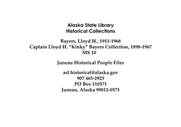 “Kinky” Bayers Collection, 1898-1967 Juneau Historical People Files