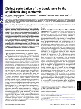 Distinct Perturbation of the Translatome by the Antidiabetic Drug Metformin