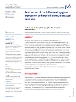 Restoration of the Inflammatory Gene Expression by Horse Oil in DNCB