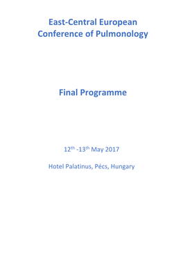 East-Central European Conference of Pulmonology Final Programme