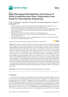 High-Throughput Identification and Analysis of Novel Conotoxins From