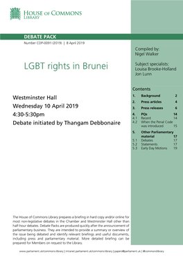 LGBT Rights in Brunei Louisa Brooke-Holland Jon Lunn