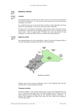 21.02 MUNICIPAL PROFILE 21.02-1 Location East Gippsland Shire