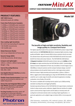 Photron FASTCAM Mini AX50 Datasheet