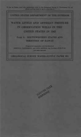 In Levels and Artesian Pressure Observation