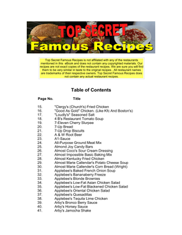 Table of Contents