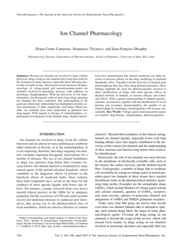 Ion Channel Pharmacology