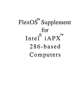 Flexo~ Supplement for Intel Iapx 286-Based Computers