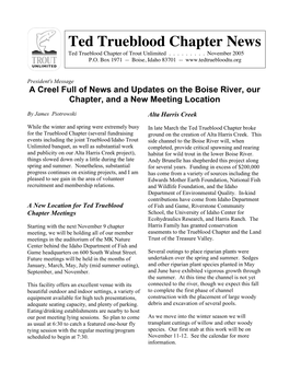 Ted Trueblood Chapter News Ted Trueblood Chapter of Trout Unlimited