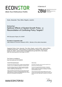 Spillover Effects of Spatial Growth Poles - a Reconciliation of Conflicting Policy Targets?