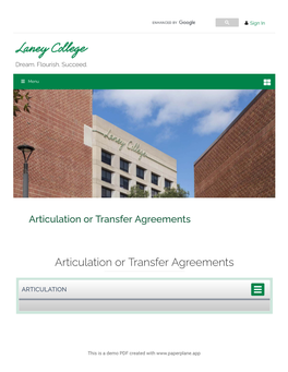 Articulation Or Transfer Agreements