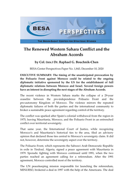 The Renewed Western Sahara Conflict and the Abraham Accords