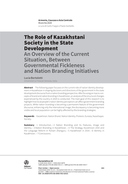 The Role of Kazakhstani Society in the State Development an Overview Of