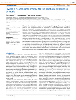 Toward a Neural Chronometry for the Aesthetic Experience of Music