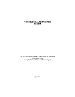 Toxicological Profile for Cesium