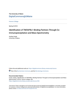 Identification of TNFAIP8L1 Binding Partners Through Co- Immunoprecipitation and Mass Spectrometry