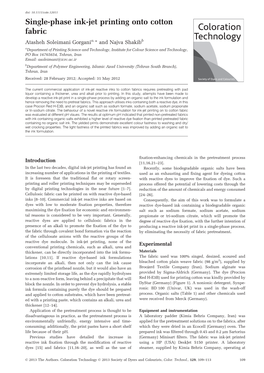 Single-Phase Ink-Jet Printing Onto Cotton Fabric