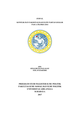 Program Studi Magister Ilmu Politik Fakultas Ilmu Sosial Dan Ilmu Politik Universitas Airlangga Surabaya 2017