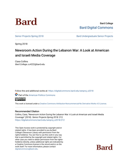 Newsroom Action During the Lebanon War: a Look at American and Israeli Media Coverage