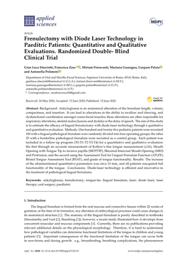 Frenulectomy with Diode Laser Technology in Paeditric Patients: Quantitative and Qualitative Evaluations