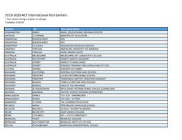 2019-2020 ACT International Test Centers * Test Center Listing Is Subject to Change