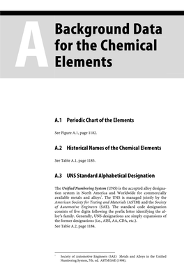 Background Data for the Chemical Elements