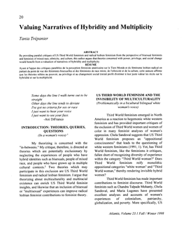 Valuing Narratives of Hybridity and Multiplicity