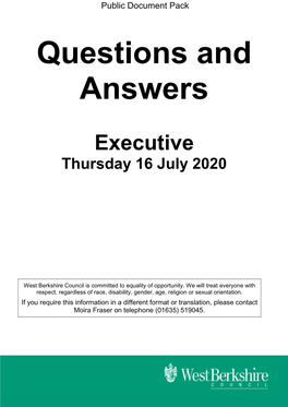 (Public Pack)Questions and Answers Agenda Supplement for Executive, 16/07/2020 17:00