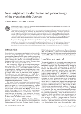 New Insight Into the Distribution and Palaeobiology of the Pycnodont Fish Gyrodus