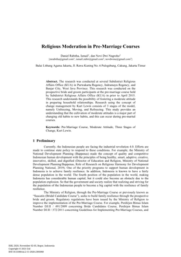 Religious Moderation in Pre-Marriage Courses