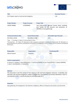 D3.3 Progress Report on Hard and Soft Mitigations 1.00