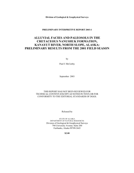 Alluvial Facies and Paleosols in the Cretaceous Nanushuk Formation, Kanayut River, North Slope, Alaska: Preliminary Results from the 2001 Field Season