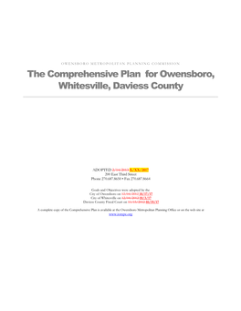 The Comprehensive Plan for Owensboro, Whitesville, Daviess County