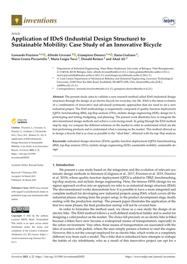 Industrial Design Structure) to Sustainable Mobility: Case Study of an Innovative Bicycle