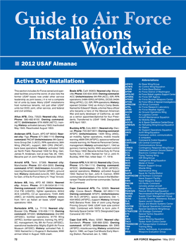 Guide to Air Force Installations Worldwide ■ 2012 USAF Almanac