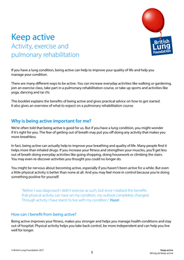 Keep Active Activity, Exercise and Pulmonary Rehabilitation