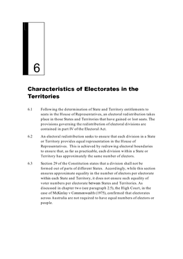 Characteristics of Electorates in the Territories