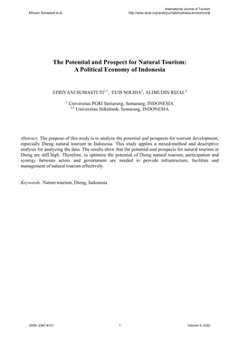 The Potential and Prospect for Natural Tourism: a Political Economy of Indonesia