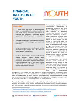 Financial Inclusion of Youth