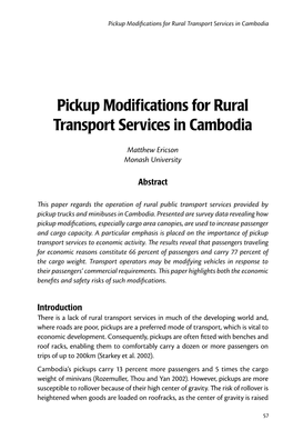 Pickup Modifications for Rural Transport Services in Cambodia