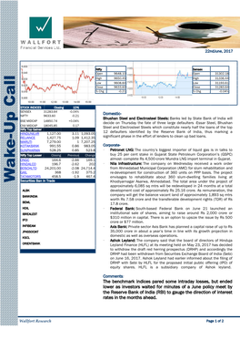 The Benchmark Indices Pared Some Intraday Losses, but Ended Lower As Investors Waited for Minutes of a June Policy Meet by the R