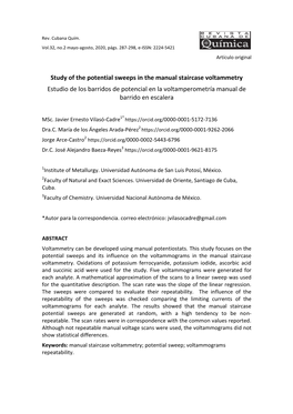 Study of the Potential Sweeps in the Manual Staircase Voltammetry Estudio De Los Barridos De Potencial En La Voltamperometría Manual De Barrido En Escalera