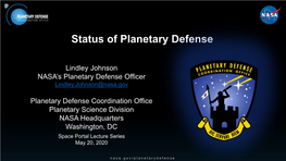 Status of Planetary Defense