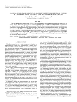 UNUSUAL STABILITY of POLYCYCLIC AROMATIC HYDROCARBON RADICAL CATIONS in AMORPHOUS WATER ICES up to 120 K: ASTRONOMICAL IMPLICATIONS Murthy S