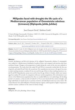 ﻿Millipedes Faced with Drought: the Life Cycle of a Mediterranean Population