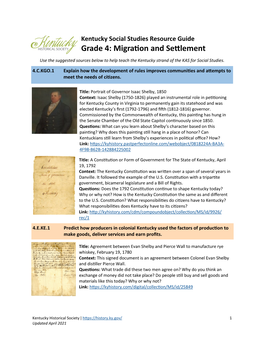 Grade 4: Migration and Settlement