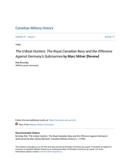 The U-Boat Hunters: the Royal Canadian Navy and the Offensive Against Germany’S Submarines by Marc Milner [Review]
