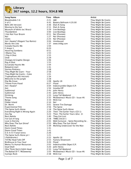 Library 367 Songs, 12.2 Hours, 934.8 MB